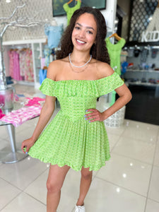 Green Off Shoulder Mini Dress