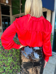 Red Ruffle Blouse