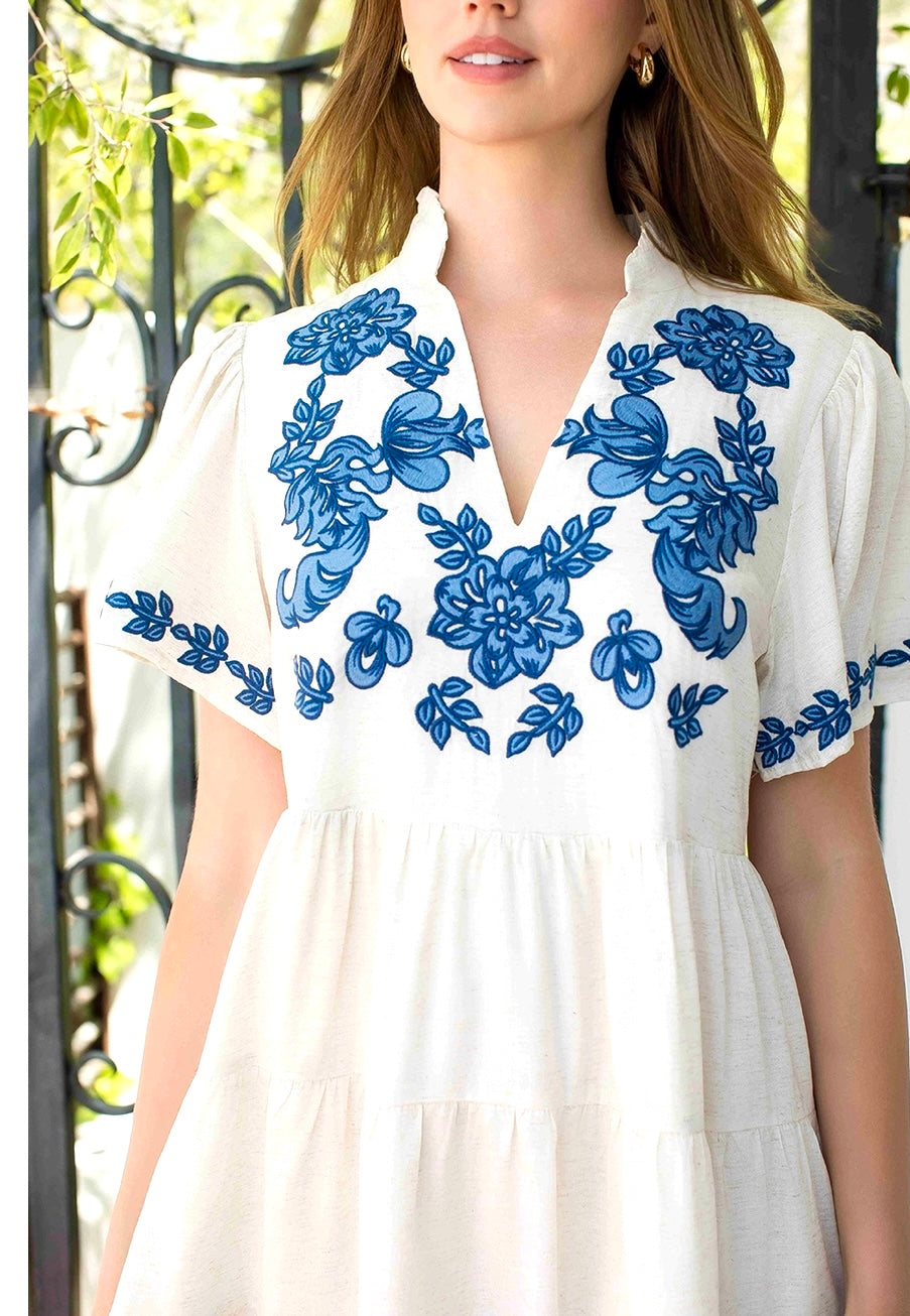Flutter embroidered dress