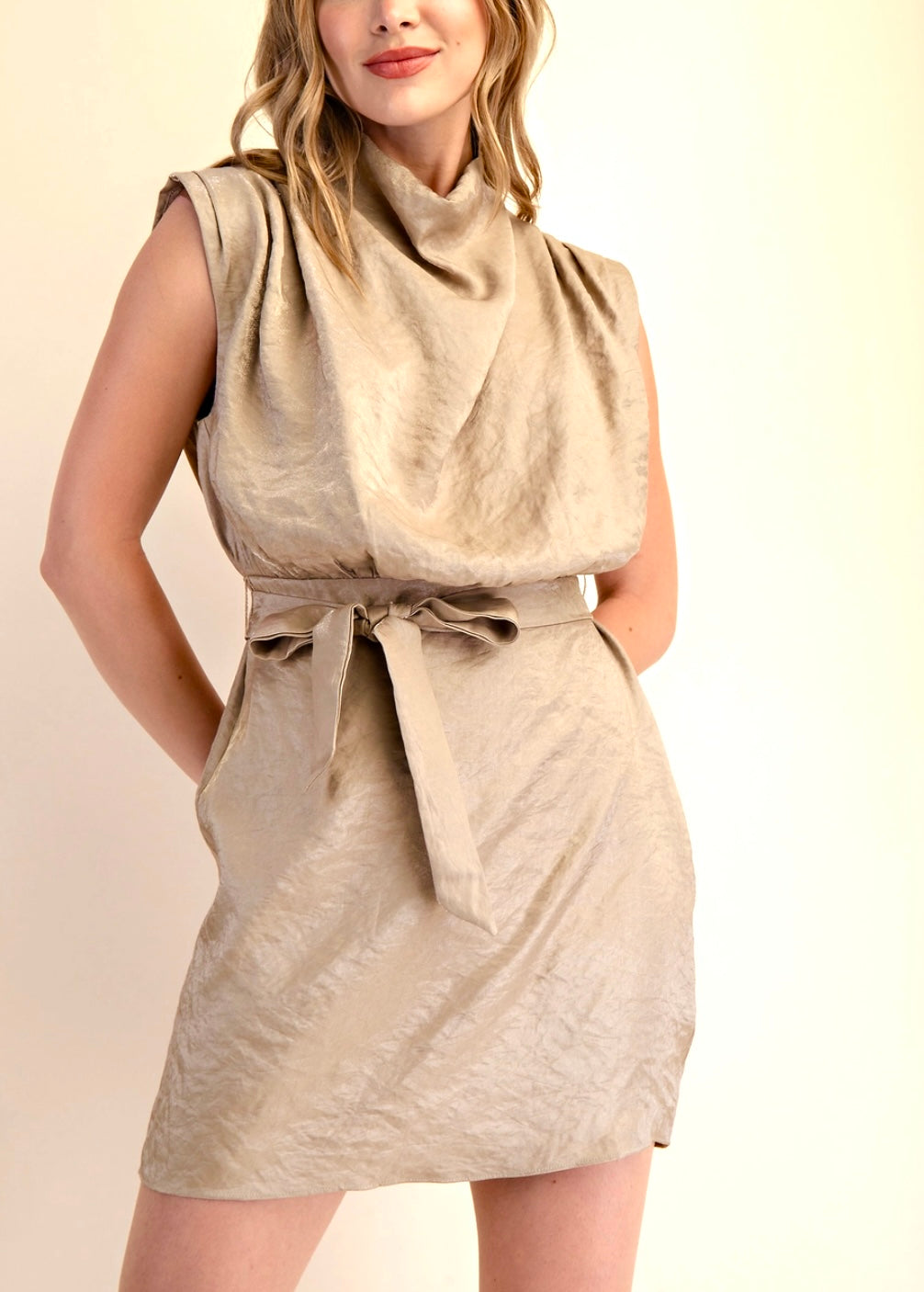 Mock neck mocha dress