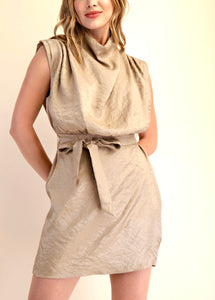 Mock neck mocha dress