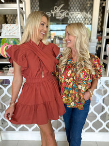 Wrapped Neck Mini Dress