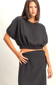 Black fitted waist top