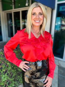 Red Ruffle Blouse