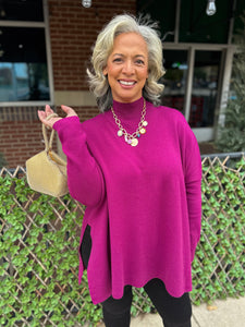 Plum Poncho Sweater