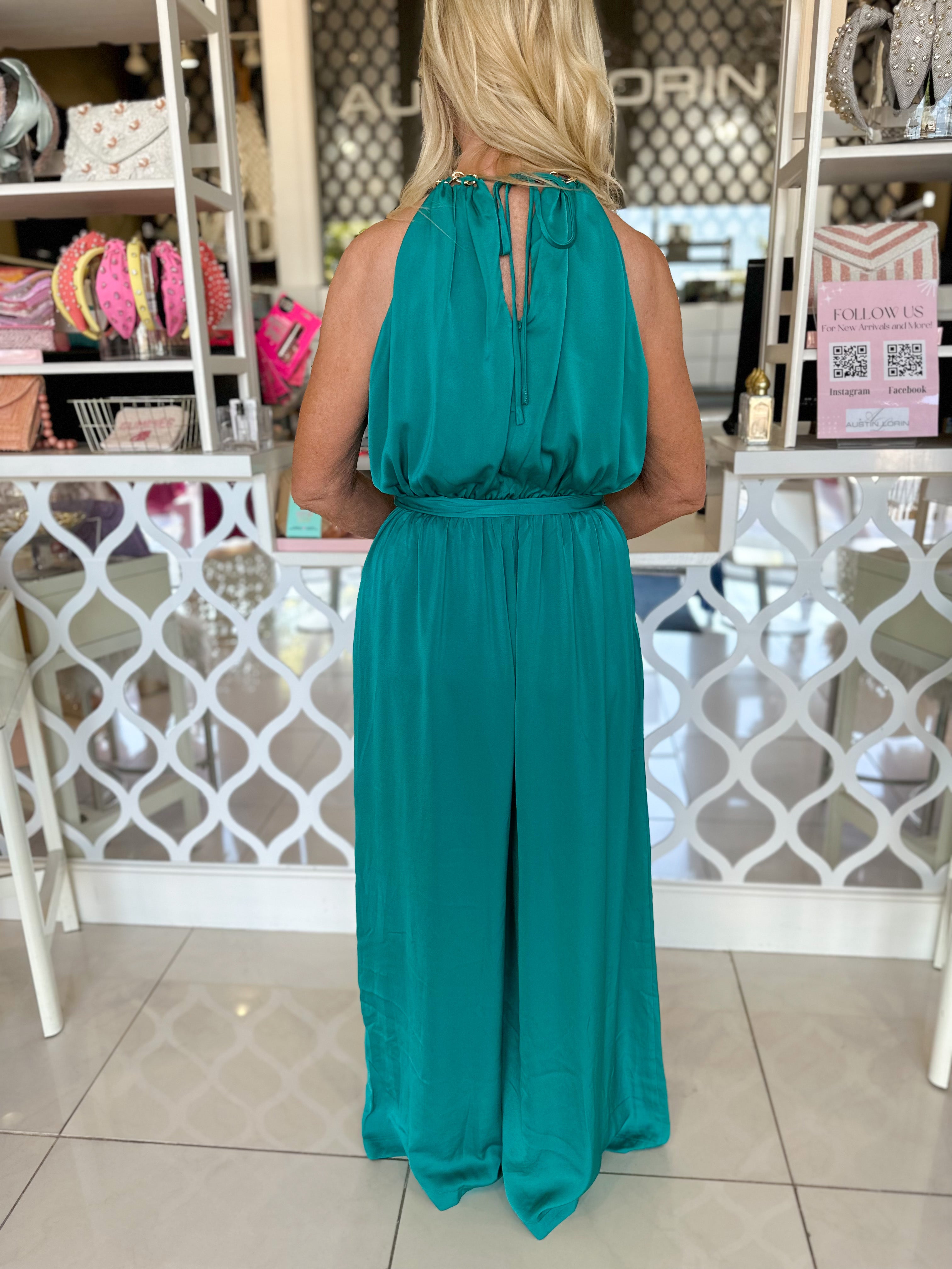 Teal Chain Jumpsuit