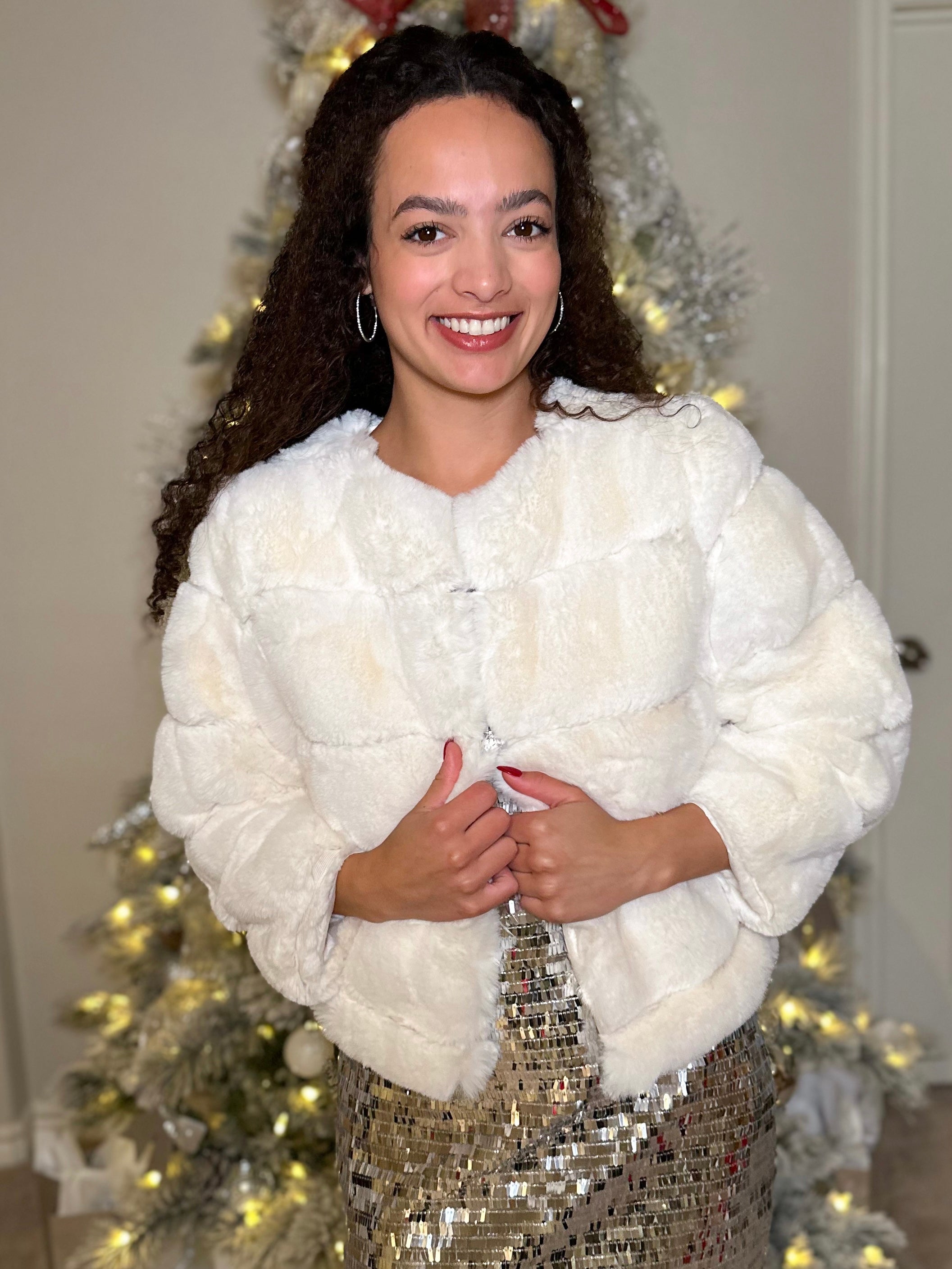 Faux Fur Jacket - Ivory