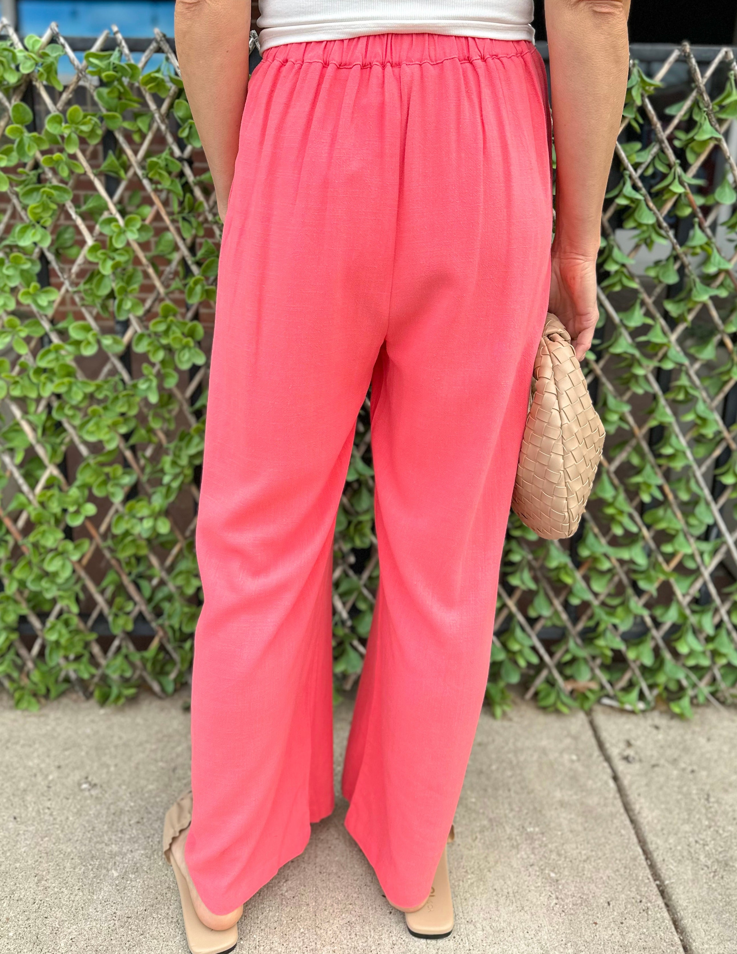 Linen Trousers - Coral