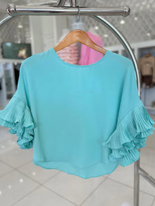 Mint Pleated Top