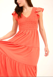 Flutter sleeve midi dress