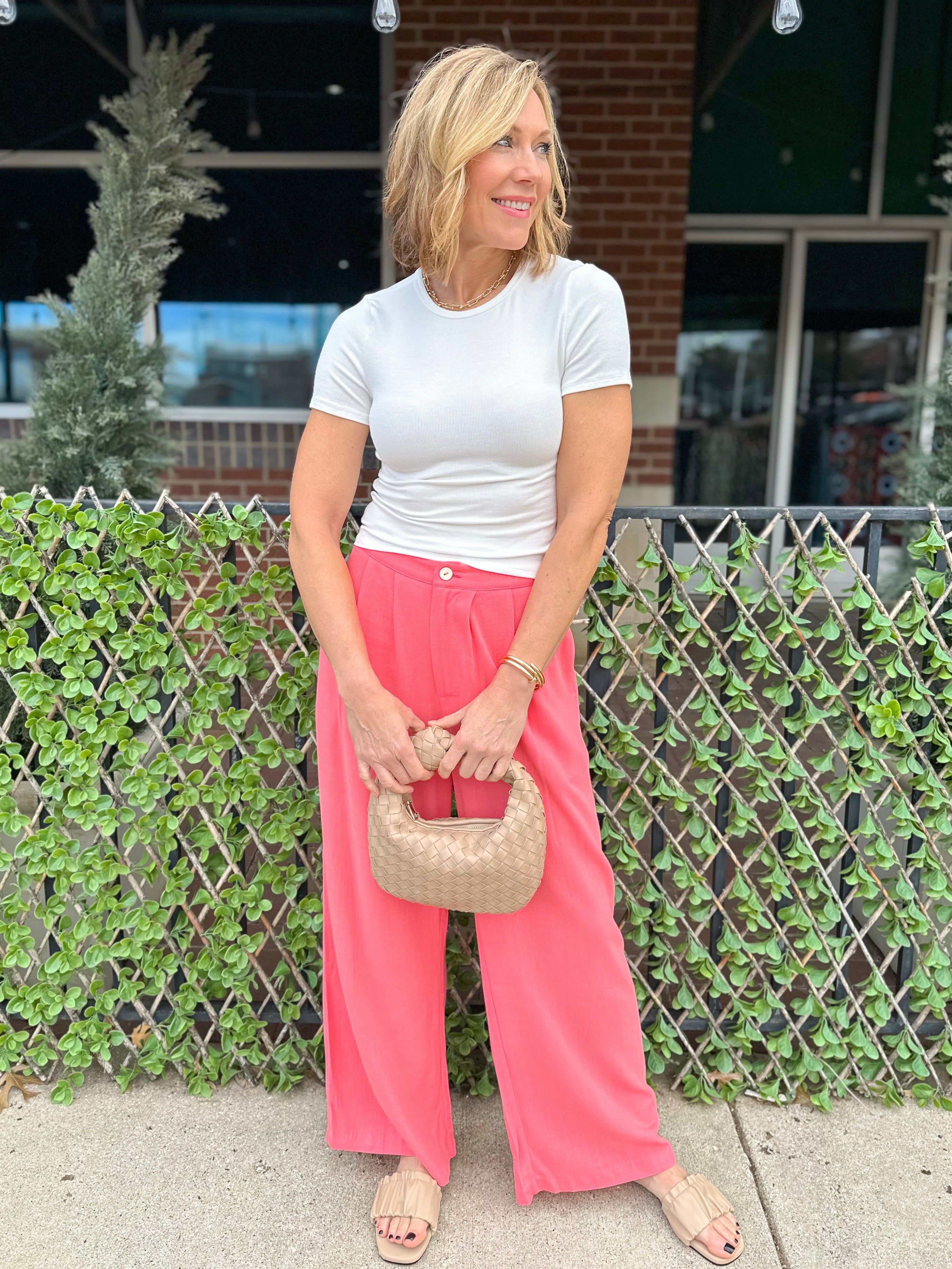 Linen Trousers - Coral
