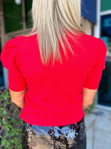 Short Sleeve Sweater - Red