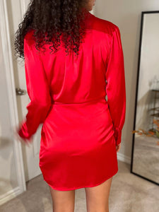 Red Satin Mini Dress