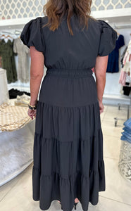 Black Puff Sleeve Maxi
