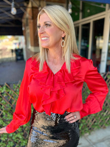 Red Ruffle Blouse