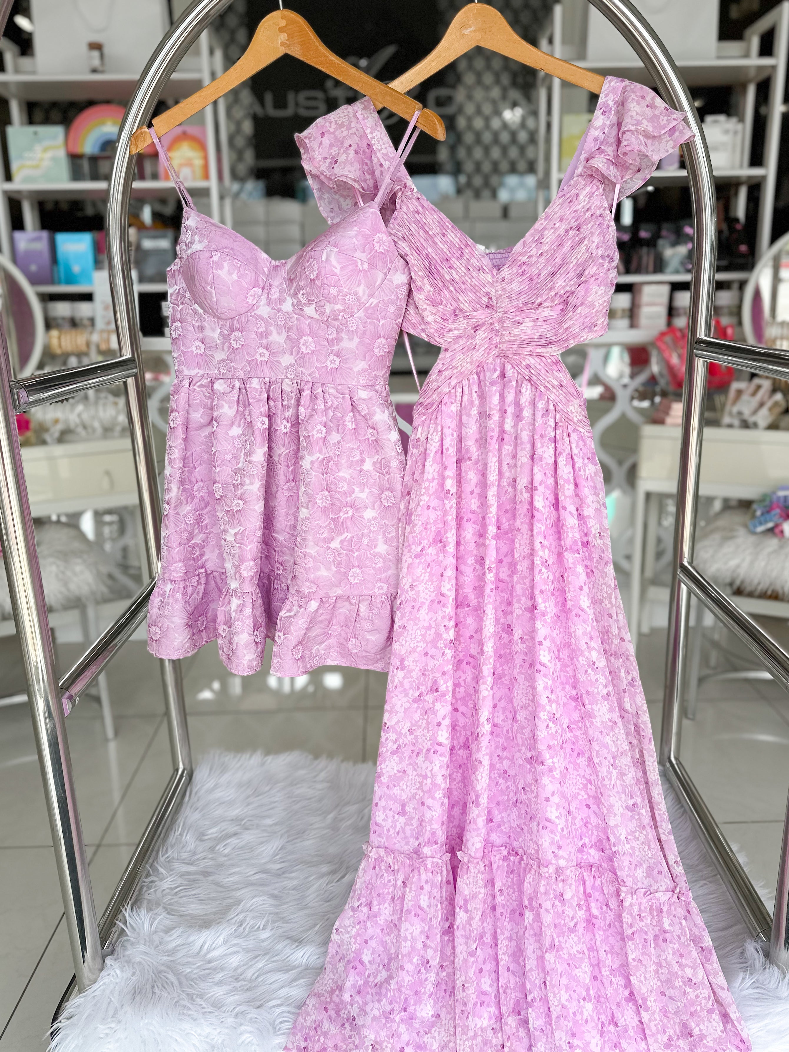 Pink Pleated Cutout Dress
