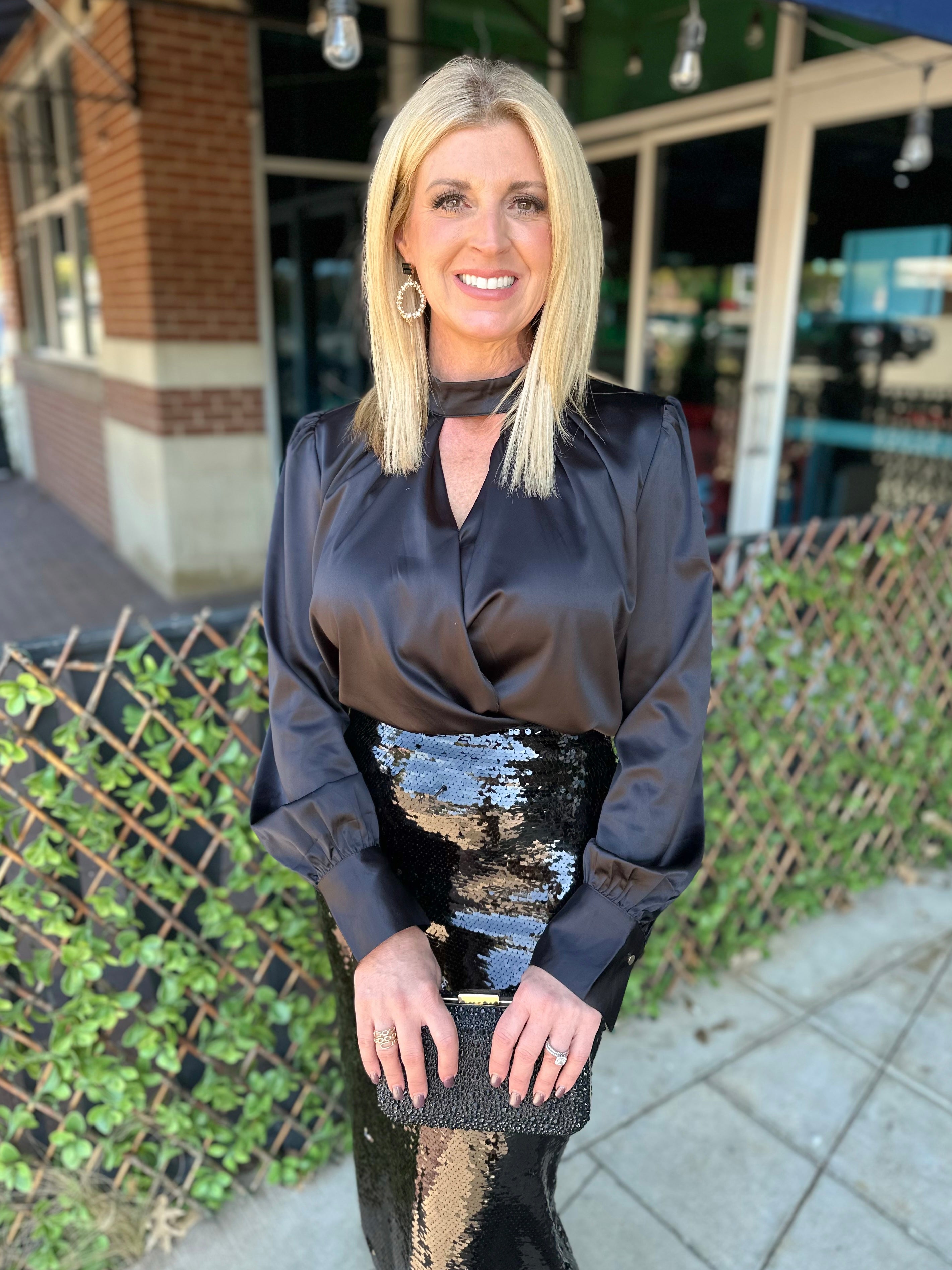 Keyhole Blouse - Black