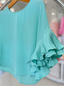Mint Pleated Top