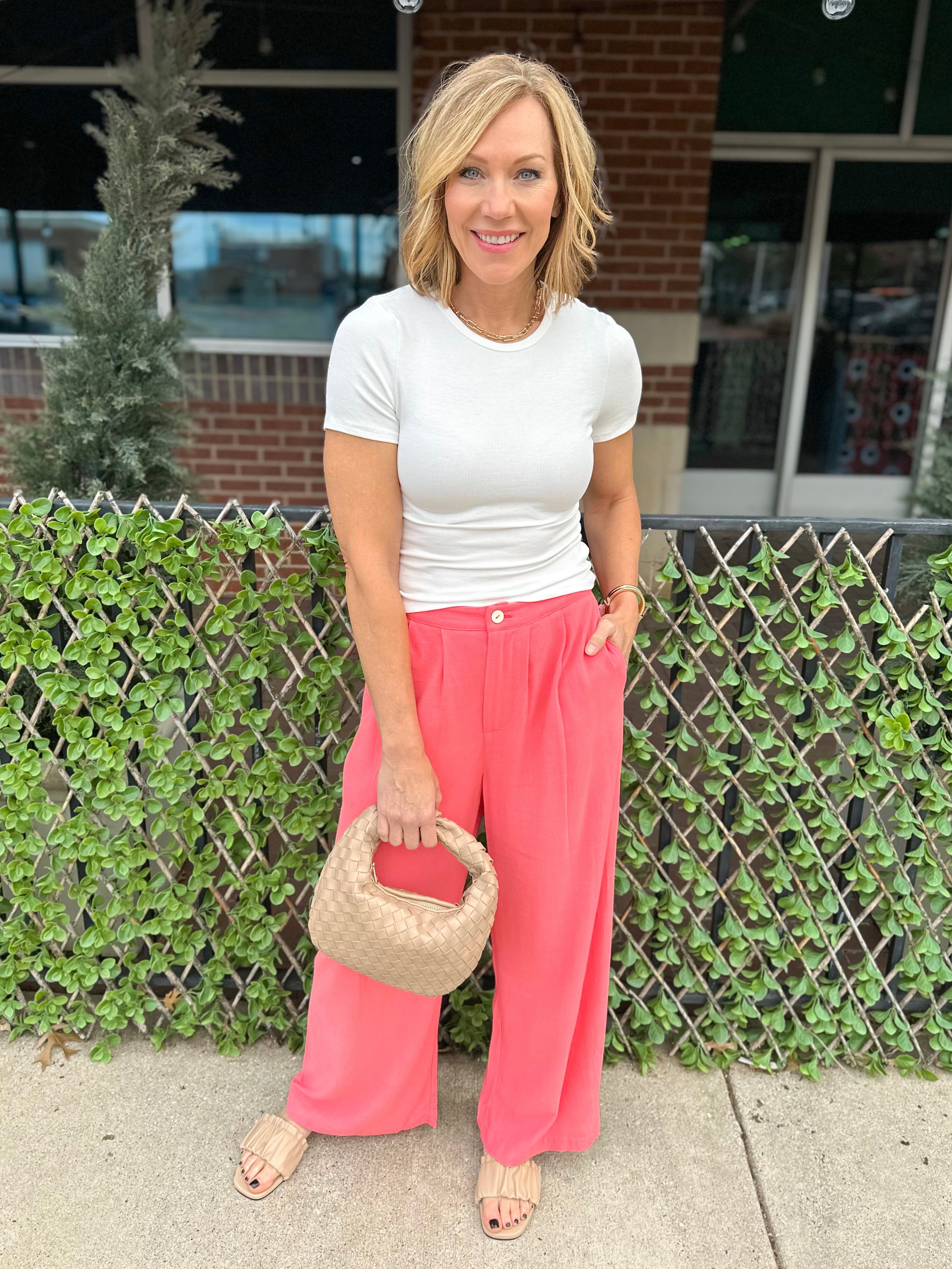 Linen Trousers - Coral