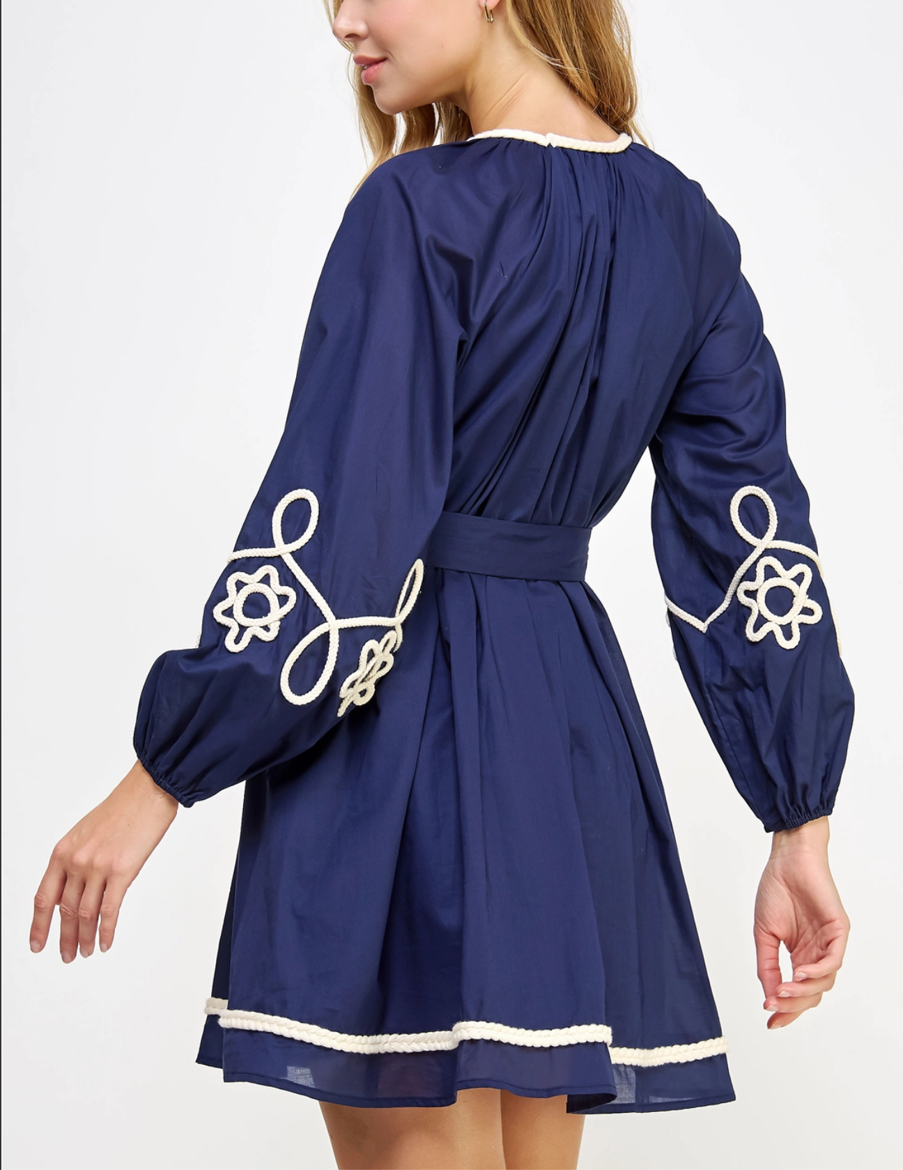 Navy braided detail dress