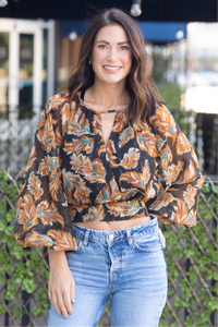 Blk/Brown Printed Top