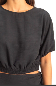 Black fitted waist top