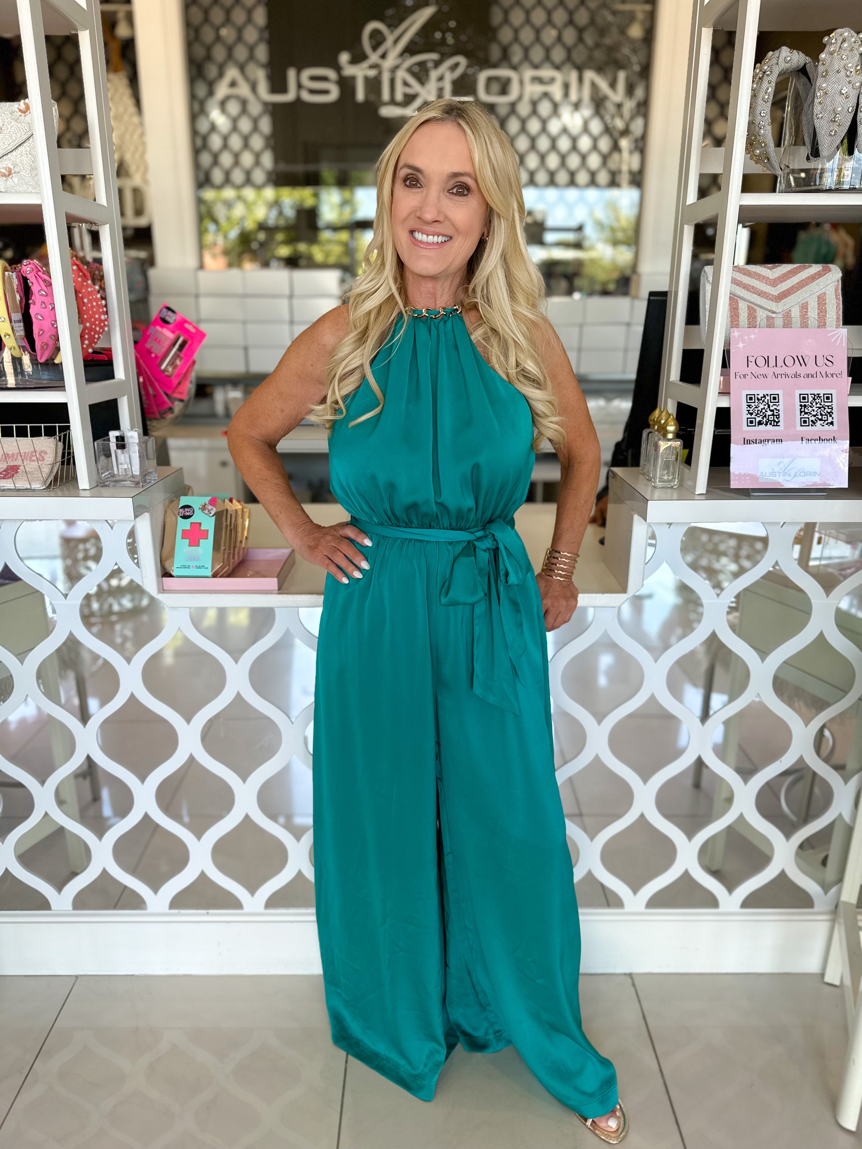 Teal Chain Jumpsuit