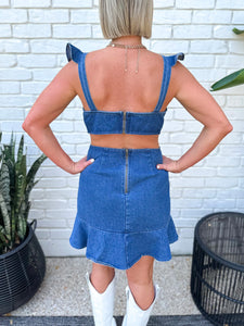 Denim Ruffle Dress