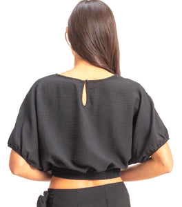 Black fitted waist top