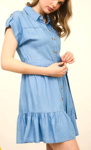Ruffle denim dress