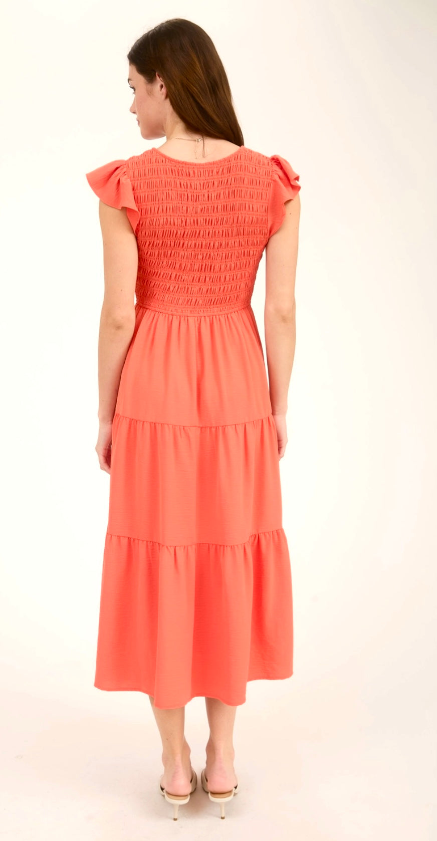 Flutter sleeve midi dress