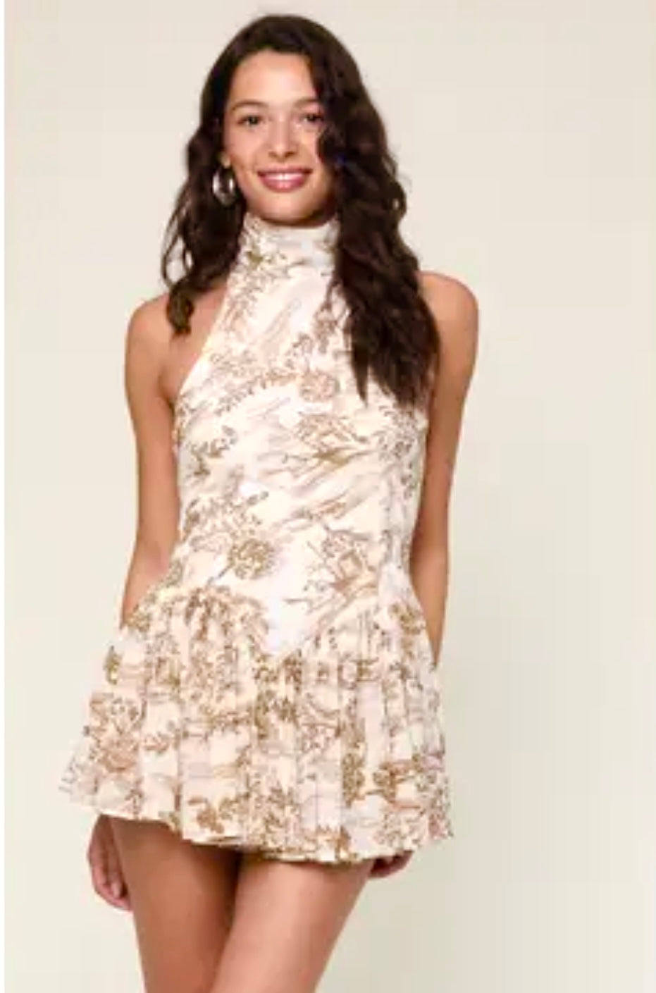 Toile high neck dress