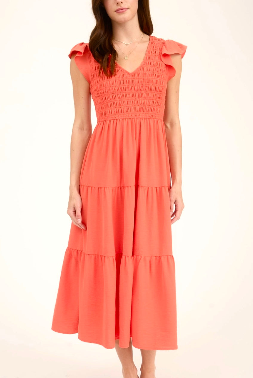 Flutter sleeve midi dress