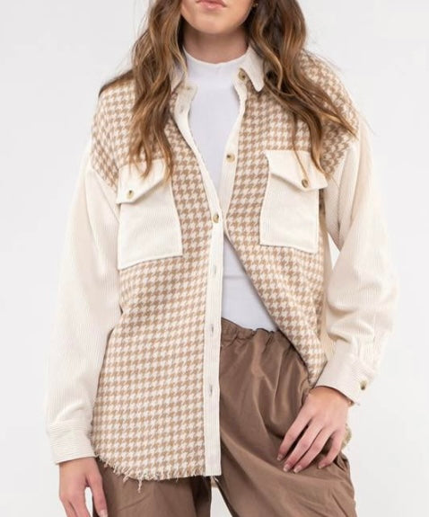 Houndstooth Colorblock Shacket