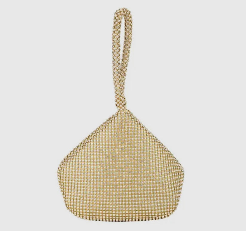 Wristlet Rhinestone Bag - Gold