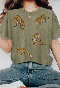 Olive Leopards Graphic Tee