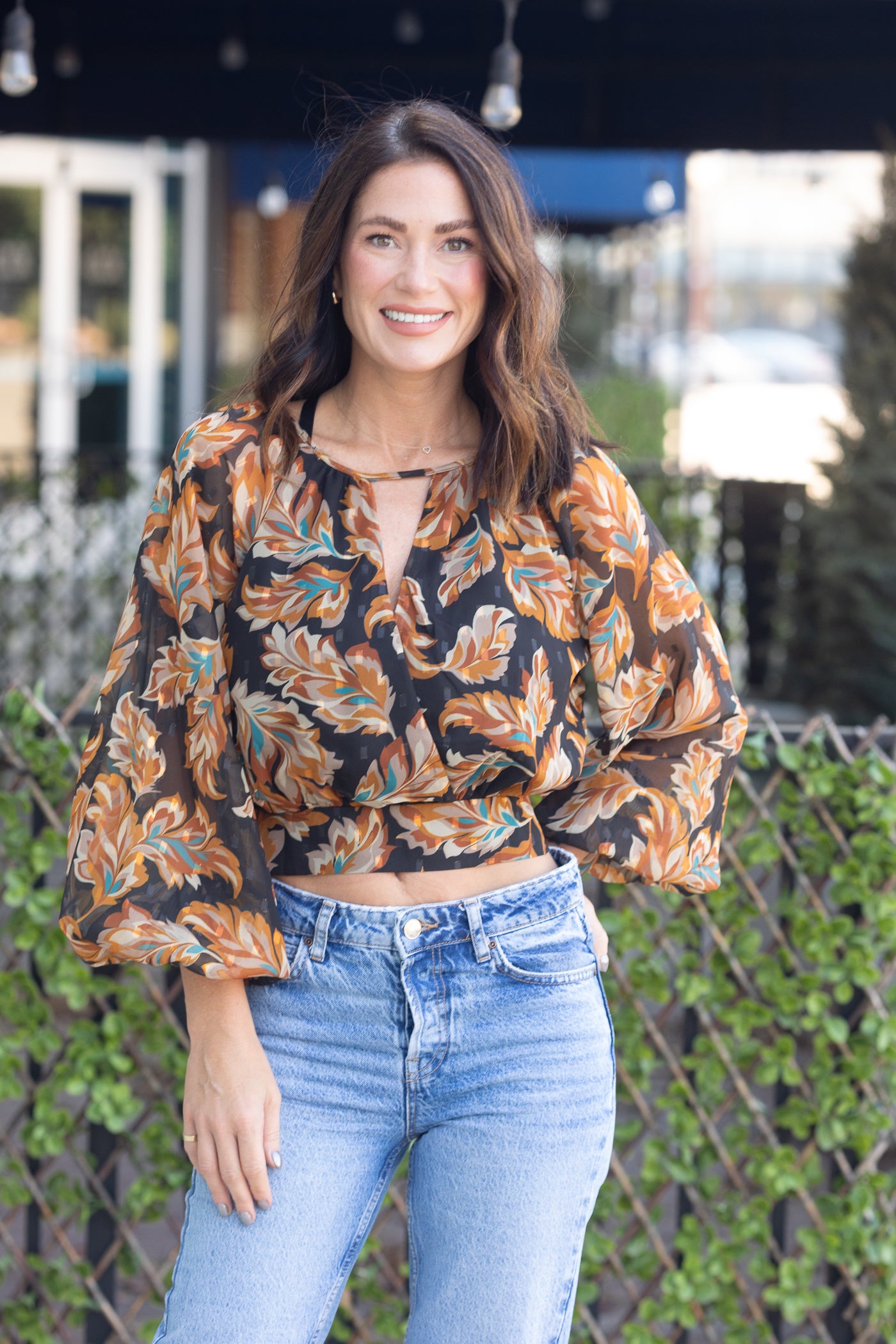 Blk/Brown Printed Top