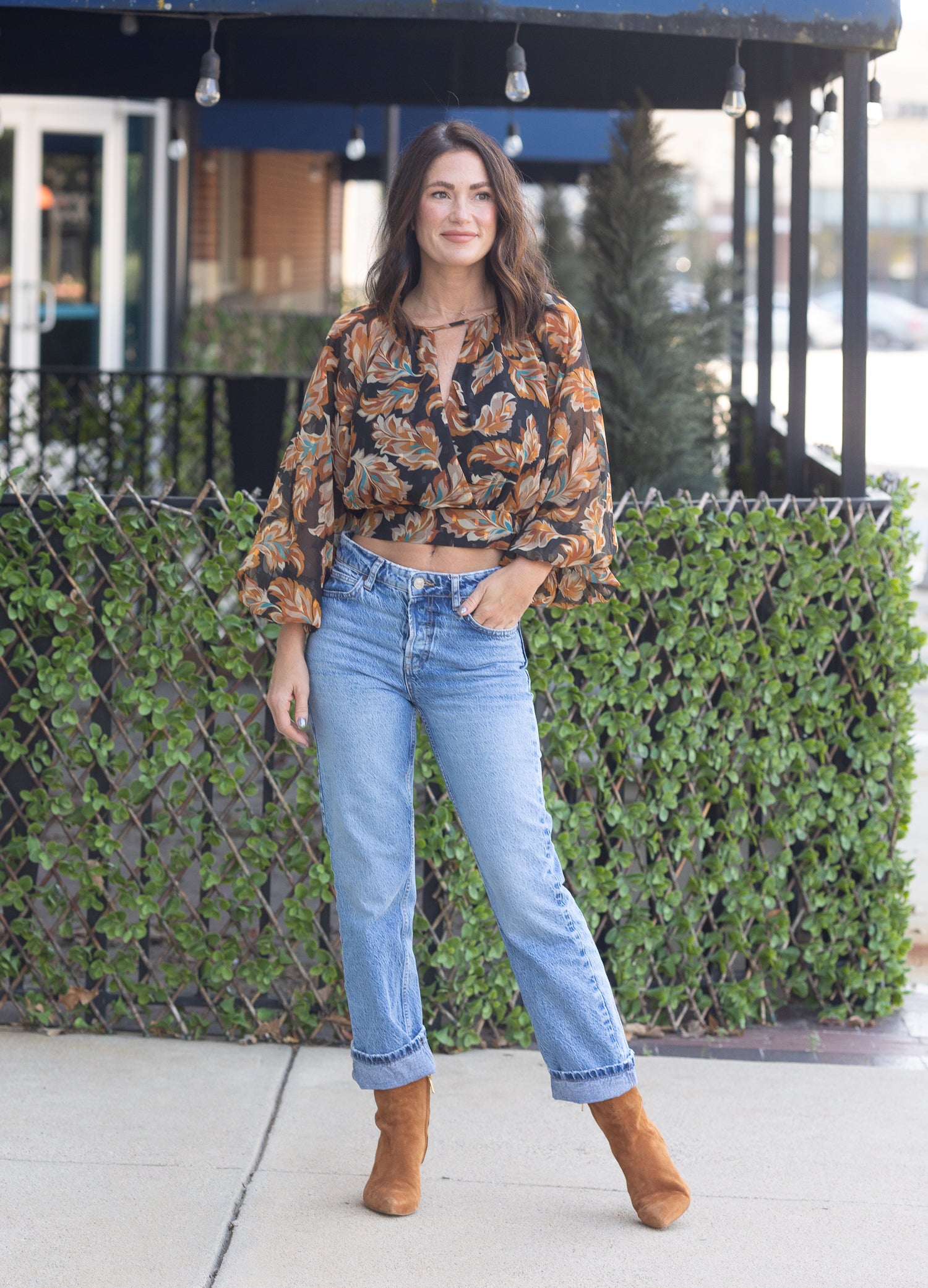 Blk/Brown Printed Top