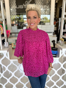 Magenta Leopard Blouse