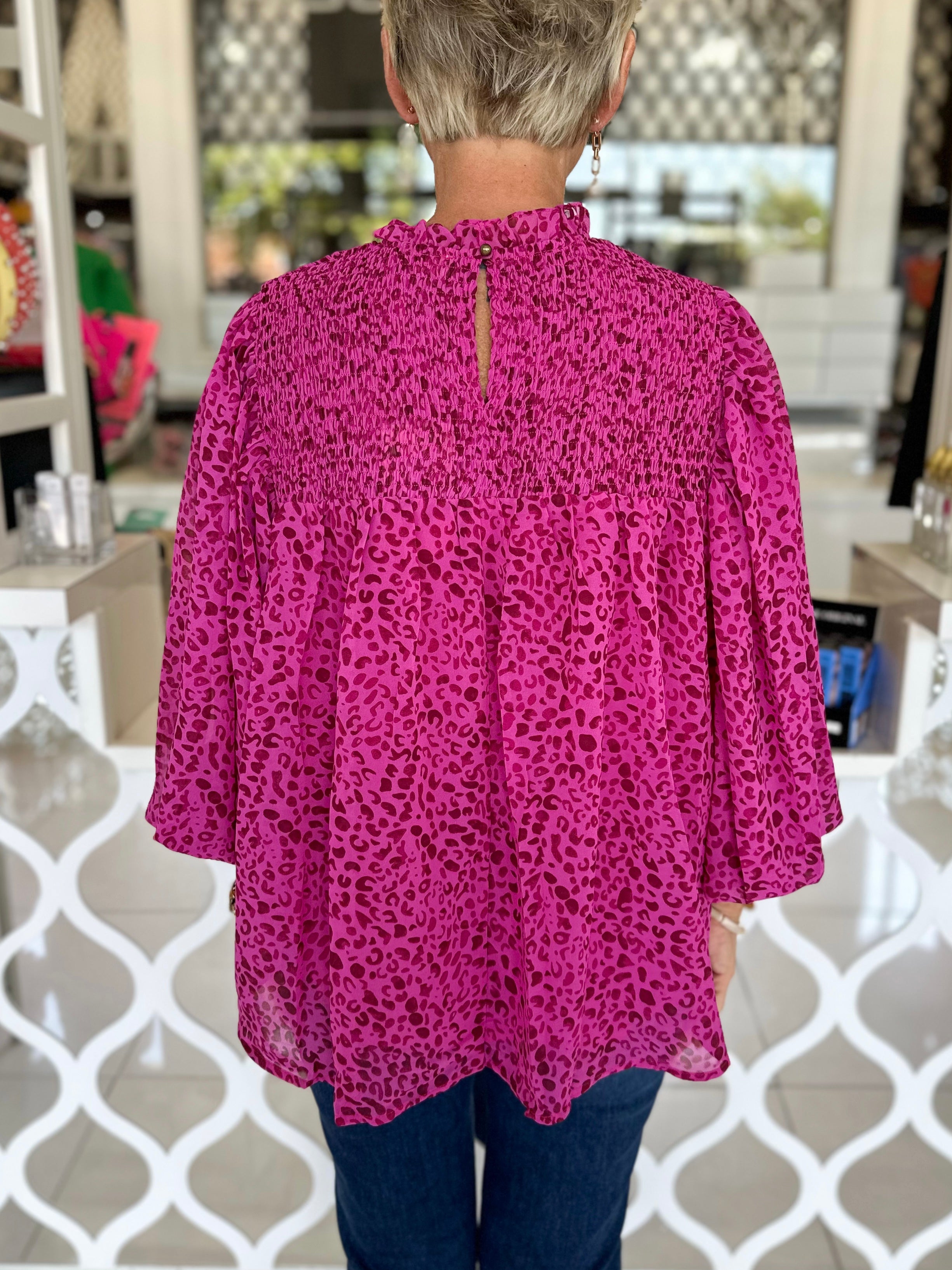 Magenta Leopard Blouse