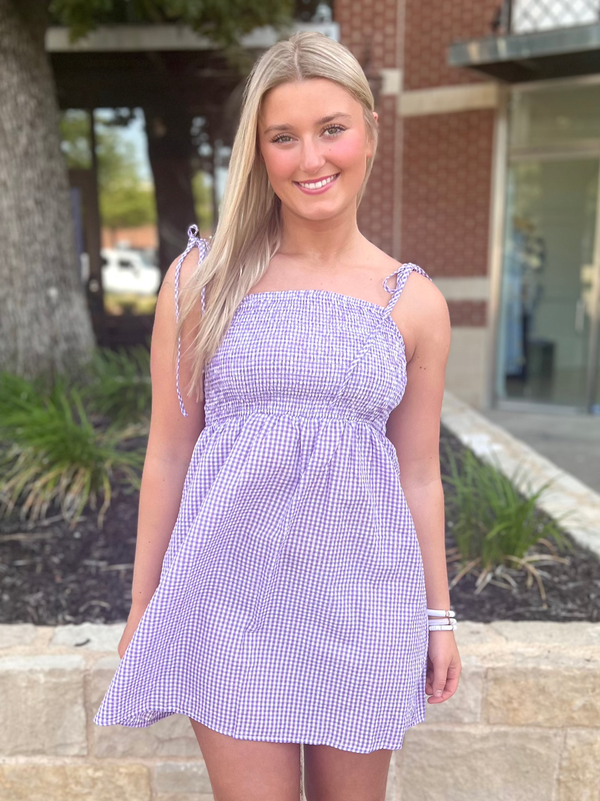 Gingham Purple Dress