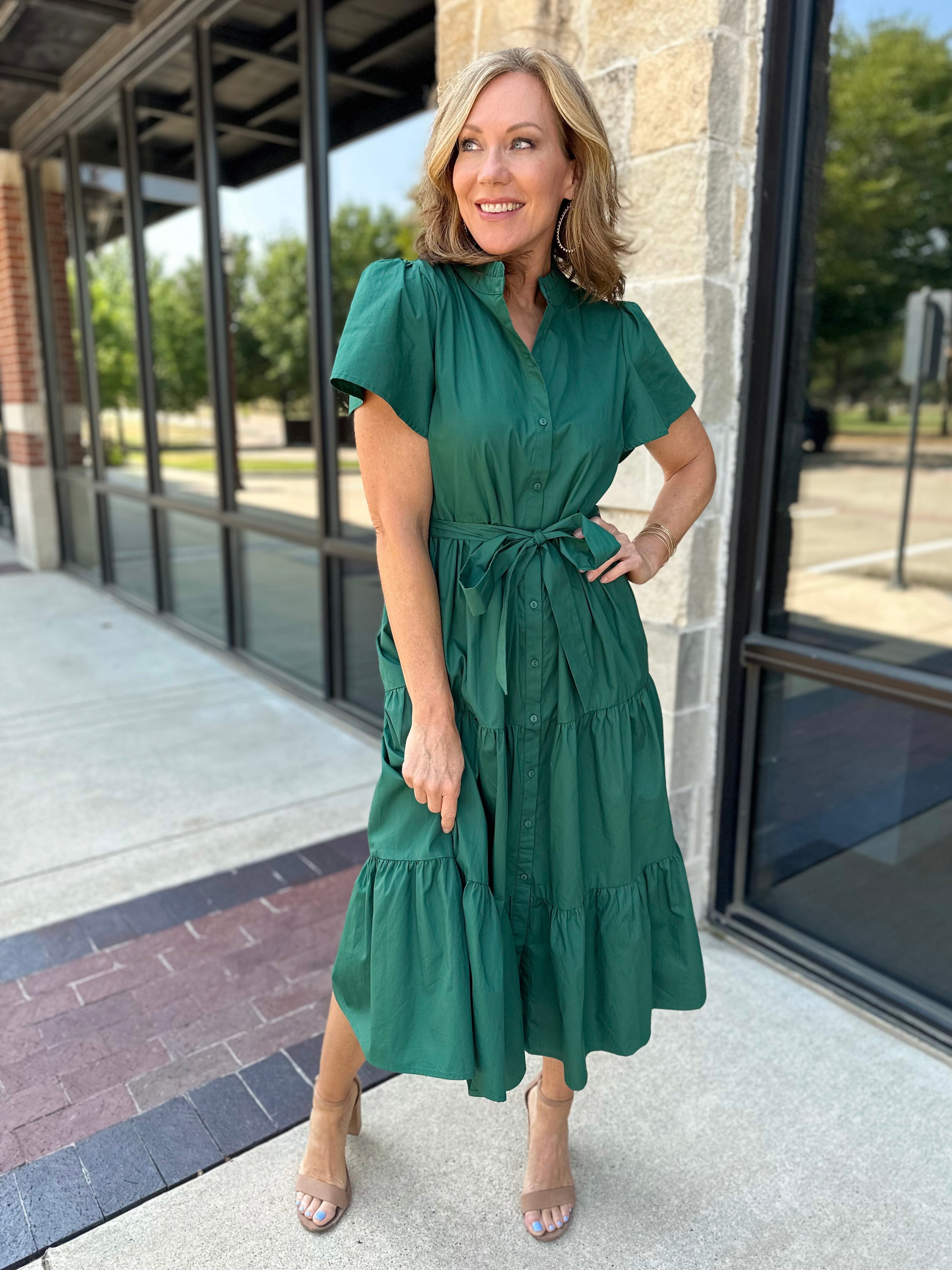 Tiered Midi Dress - Forrest