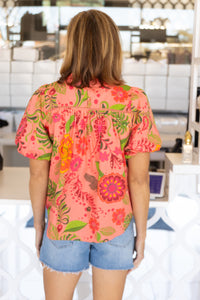 Coral Floral Top