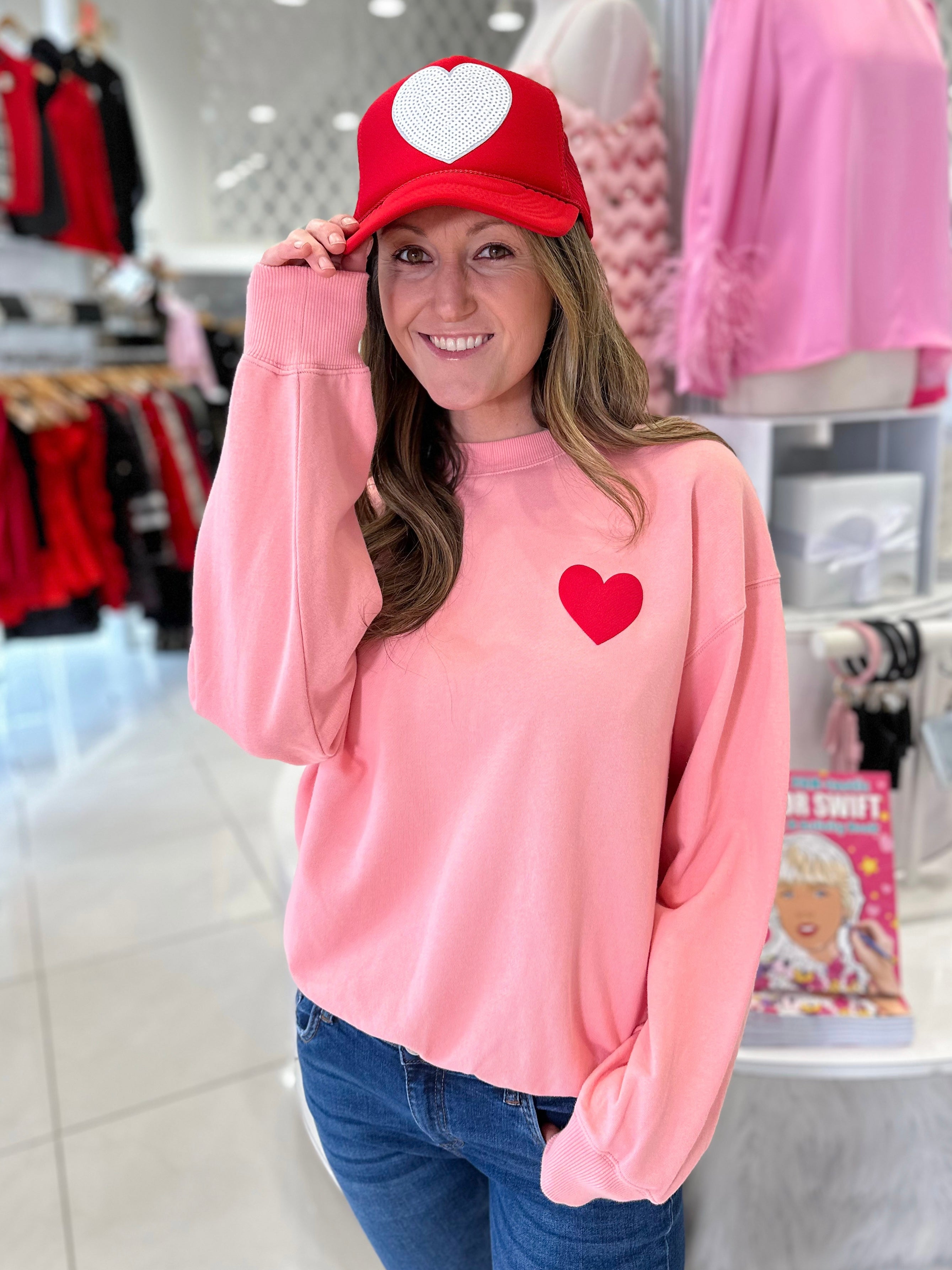 Pink Puff Heart Sweatshirt