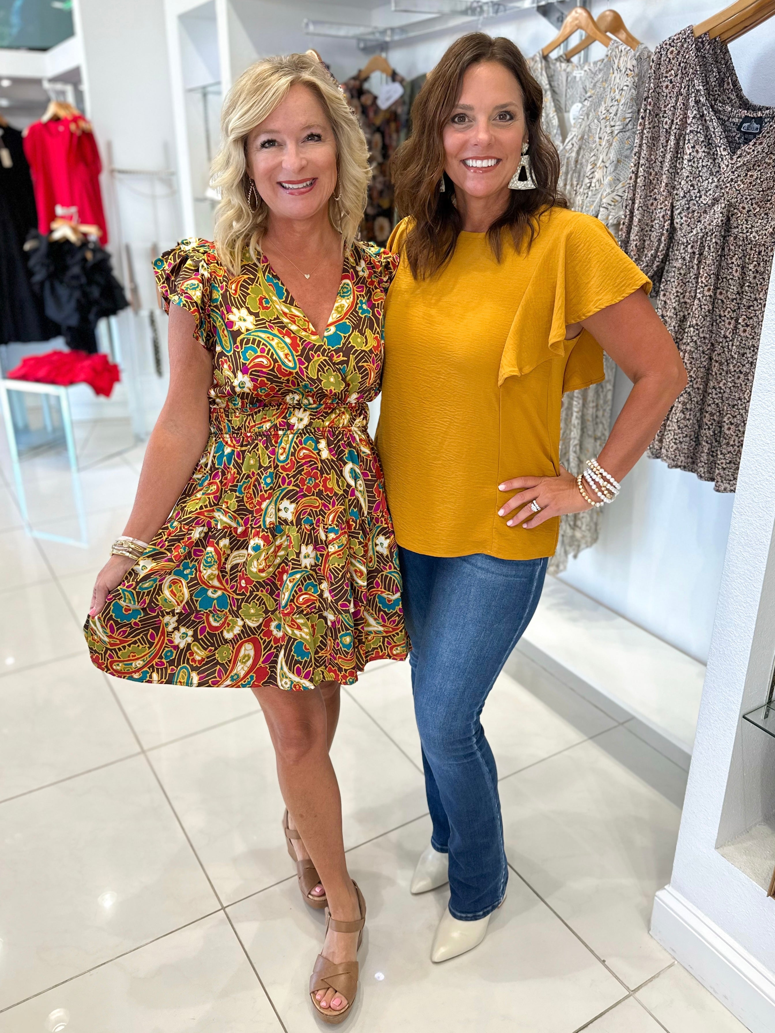 Ruffle Sleeve Blouse - Mustard