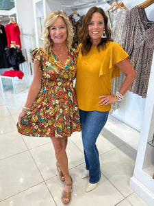 Ruffle Sleeve Blouse - Mustard