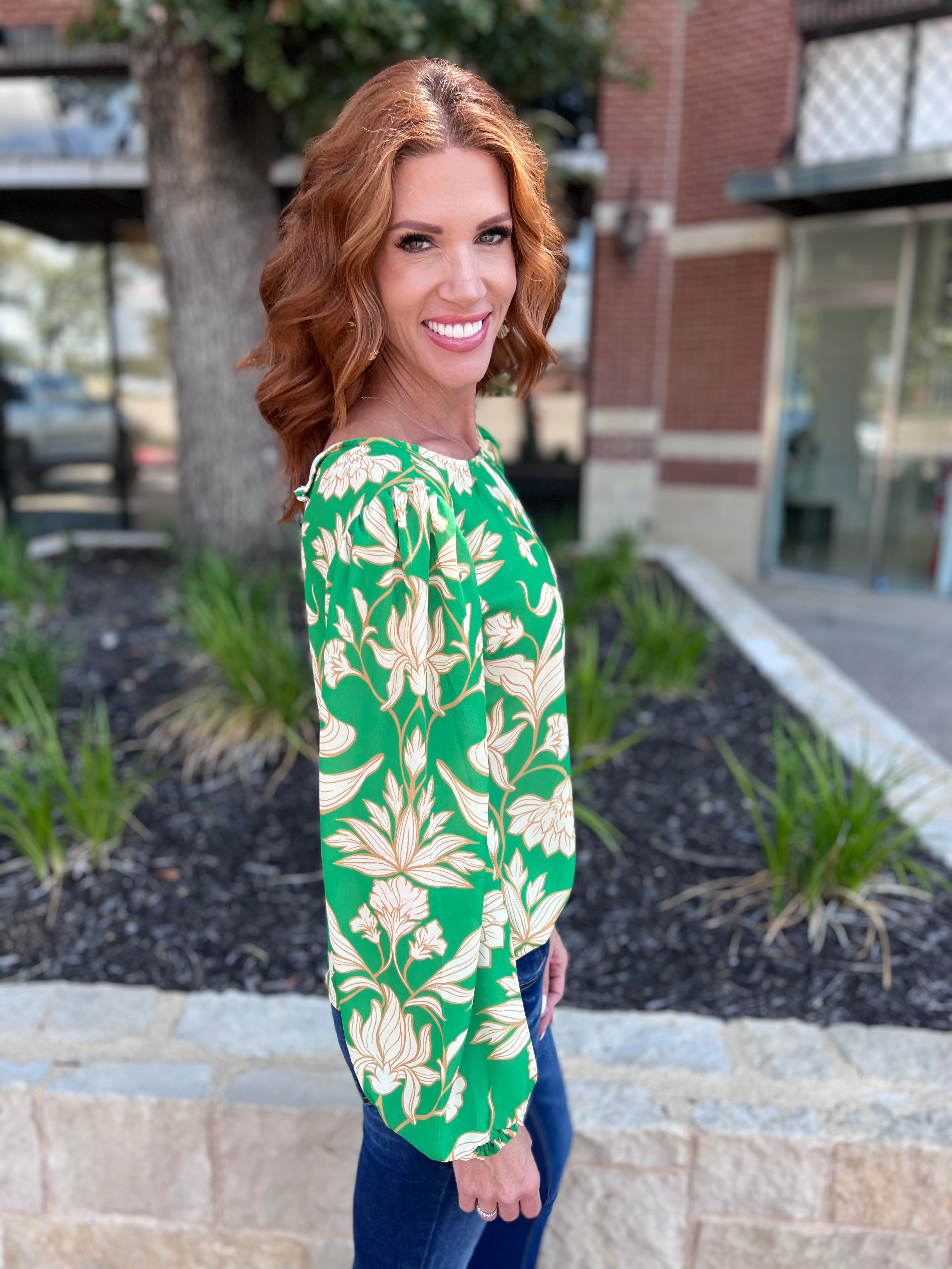 Green Printed Top