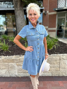 Tiered Denim Dress