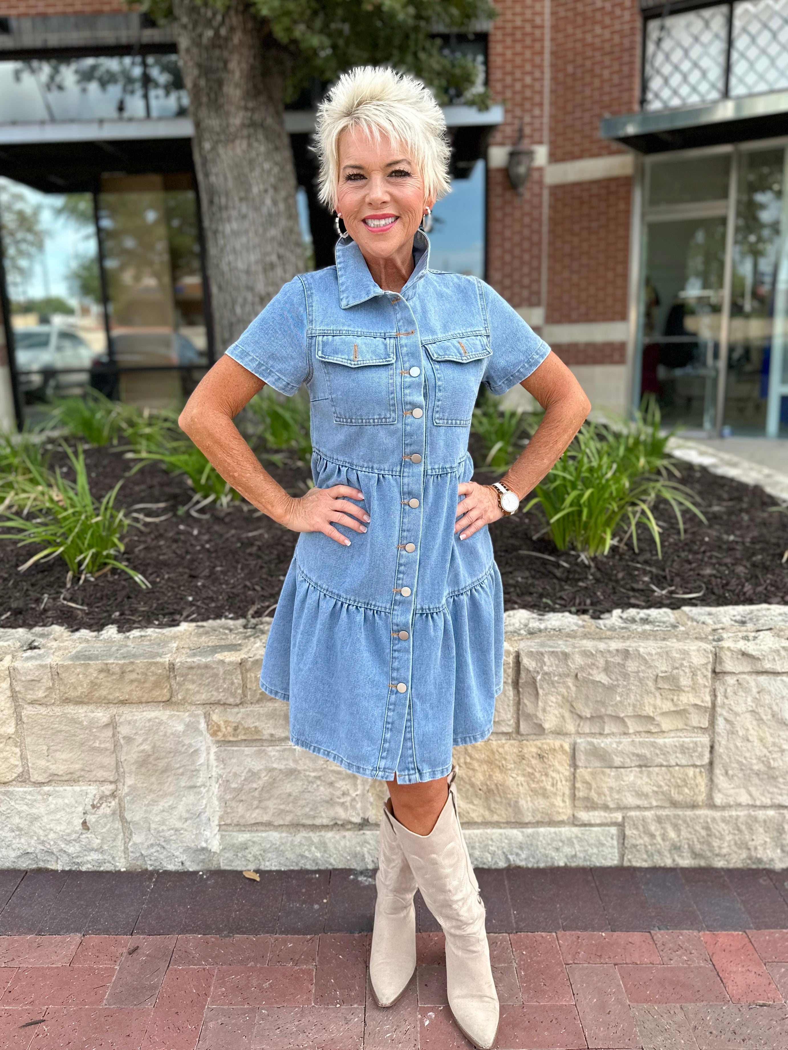 Tiered Denim Dress