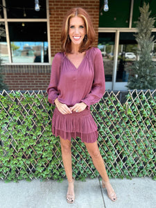 Drop Waist Dress - Deep Rose